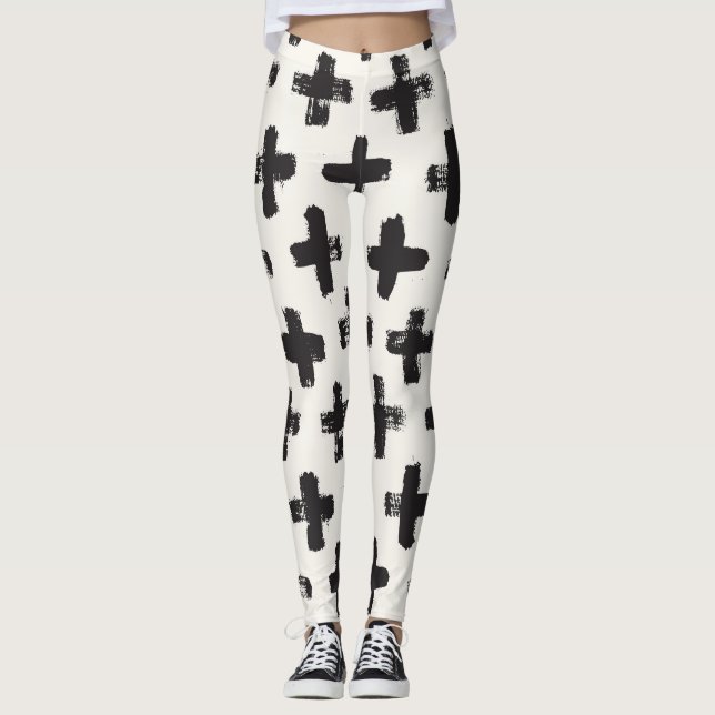 Vintage Abstract Brush Strokes Background Leggings (Front)