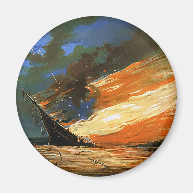 Vintage Abstract Burning Flag Magnet (Front)