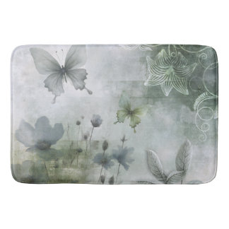 Vintage Abstract Butterflies Flowers Design 401 Bath Mat