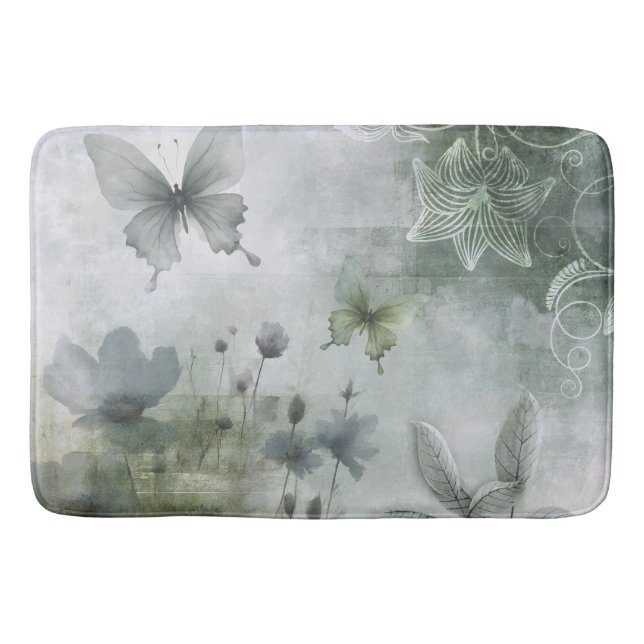 Vintage Abstract Butterflies Flowers Design 401 Bath Mat (Front)