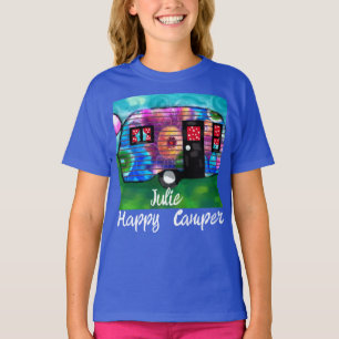 Vintage Abstract Camp Trailer Floral Happy Camper T-Shirt