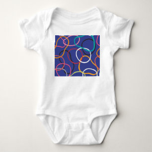Vintage Abstract Circles Bands Pattern Baby Bodysuit