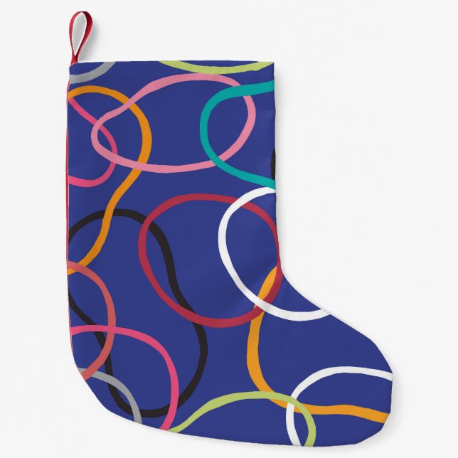 Vintage Abstract Circles Bands Pattern Small Christmas Stocking (Front)