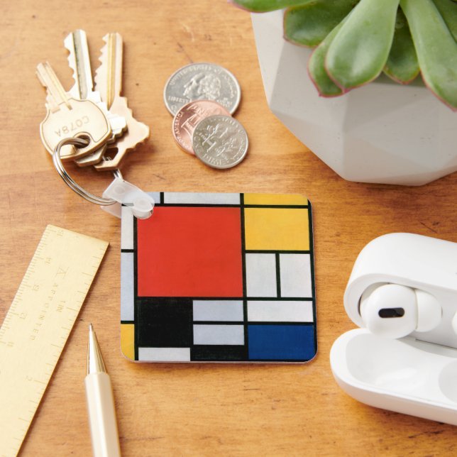 Vintage Abstract Composition by Piet Mondrian Key Ring (Desk)
