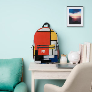 Vintage Abstract Composition by Piet Mondrian Printed Backpack