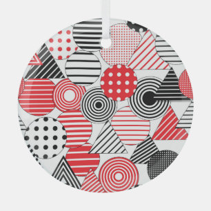 Vintage Abstract: Dots & Stripes Glass Tree Decoration