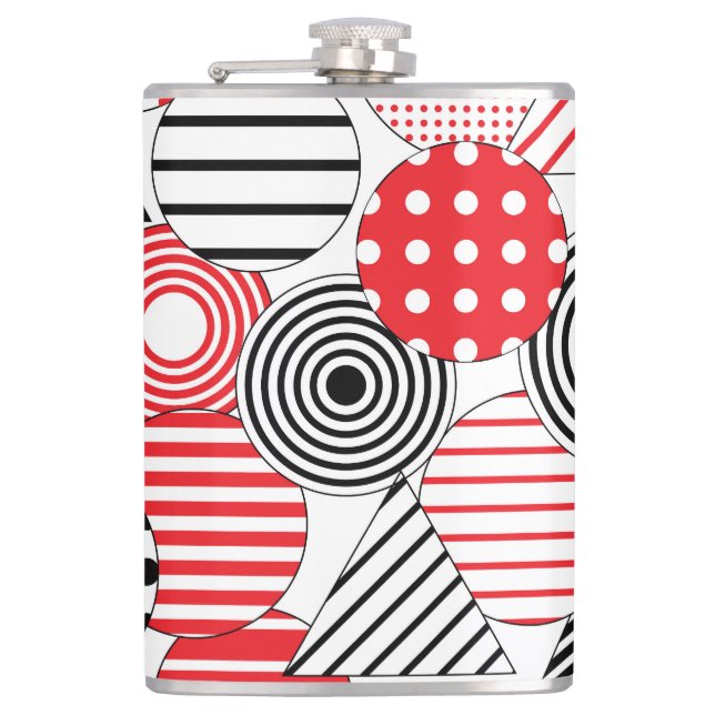 Vintage Abstract: Dots & Stripes Hip Flask (Front)