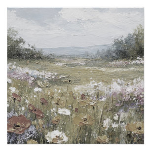 Vintage Abstract Farmhouse Landscape Neutral Art Poster