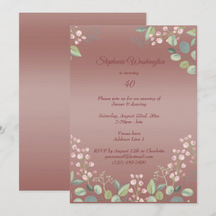 Vintage Abstract Floral Birthday Invitation