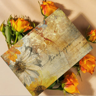 Vintage Abstract Floral Vibes Heartfelt Thank You Card