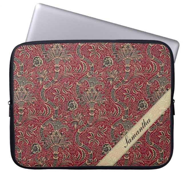 Vintage Abstract Flower Design Laptop Sleeve (Front)