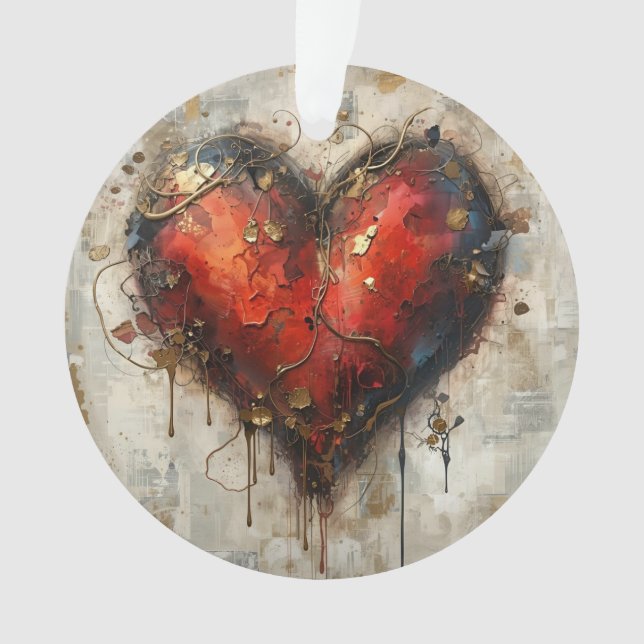 Vintage Abstract Hearts - Acrylic Ornament  (Front)