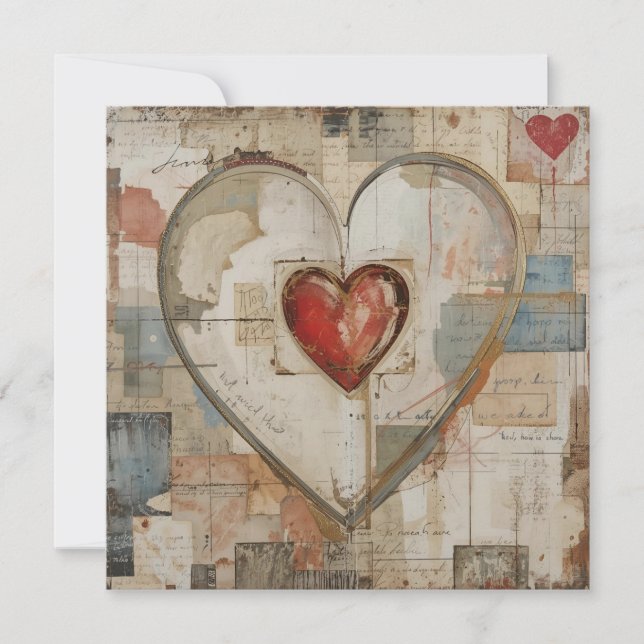 Vintage Abstract Hearts - Flat Card  (Front)