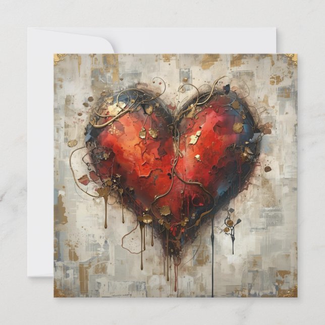 Vintage Abstract Hearts - Flat Holiday Card (Front)
