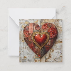 Vintage Abstract Hearts - Flat Note Card