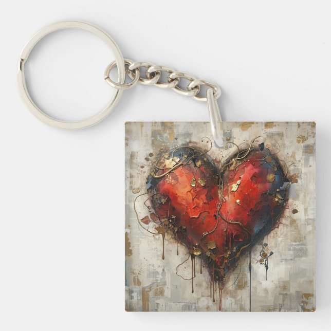 Vintage Abstract Hearts - Keychain (Front)