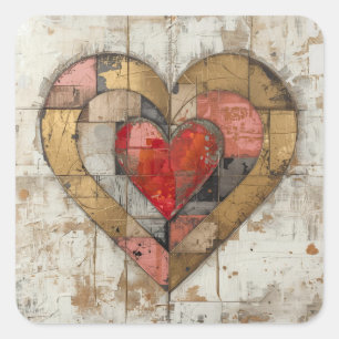 Vintage Abstract Hearts - Stickers