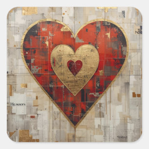 Vintage Abstract Hearts - Stickers