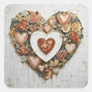 Vintage Abstract Hearts - Stickers