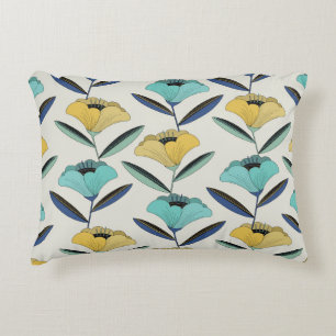 vintage abstract line-art floral illustration seam decorative cushion