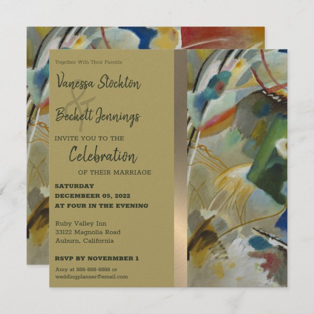 Vintage Abstract Painting Wedding Invitation (Front/Back)