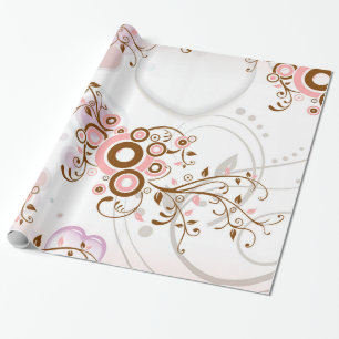 Vintage abstract pink brown floral pattern. wrapping paper