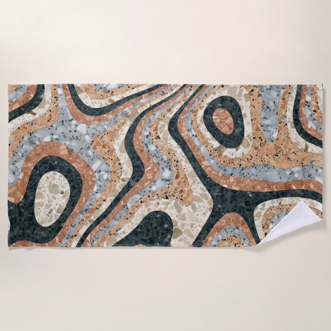 Vintage Abstract Quartz Stone Natural Beach Towel (Front)
