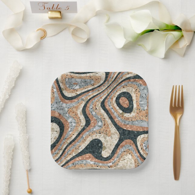 Vintage Abstract Quartz Stone Natural Paper Plate (Wedding)