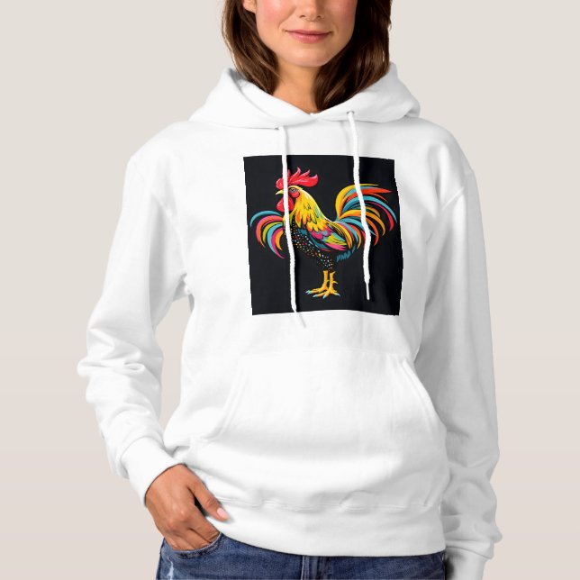 Vintage Abstract Rooster Hoodie (Front)