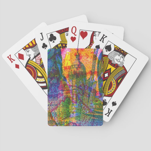 Vintage Abstract Sea Travel Tower Playing Cards (Back)