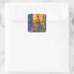 Vintage Abstract Sea Travel Tower Square Sticker