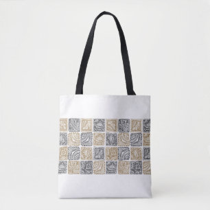 vintage abstract seamless doodle pattern. Black an Tote Bag