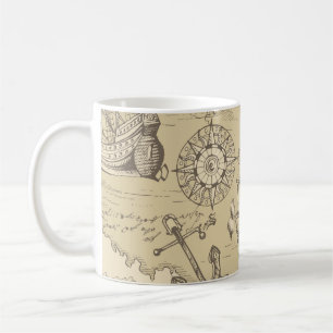 Vintage abstract seamless pattern on the theme of coffee mug