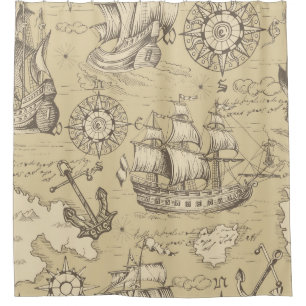 Vintage abstract seamless pattern on the theme of  shower curtain