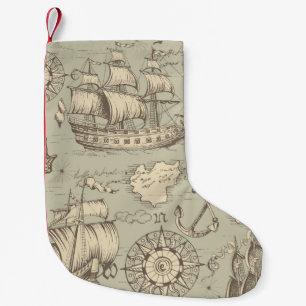 Vintage abstract seamless pattern on the theme of small christmas stocking