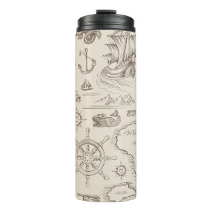 Vintage abstract seamless pattern on the theme of thermal tumbler