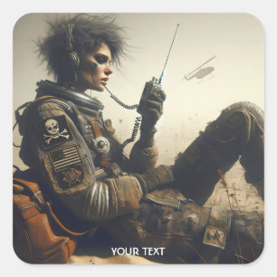 Vintage Abstract Style Fantasy Colourful Astronaut Square Sticker