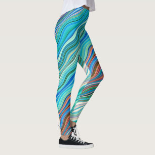 Vintage Abstract Waves Pattern   Leggings