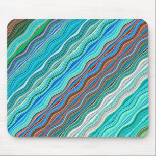 Vintage Abstract Waves Pattern Mouse Pad