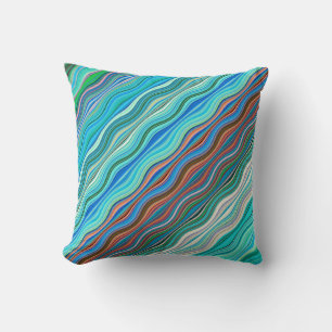Vintage Abstract Waves Pattern Throw Pillow