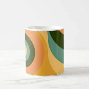 Vintage Abstract Wavy Colourful Rainbow Squares Coffee Mug