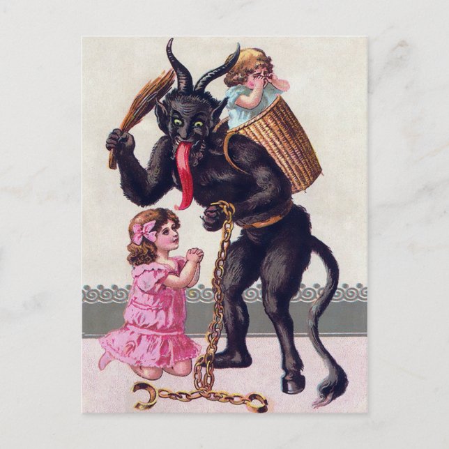 Vintage Abusive Krampus Postcard (Front)