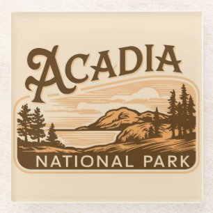 Vintage Acadia National Park Bar Harbour Glass Coaster