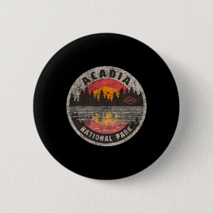 Vintage Acadia National Park Maine Camping Hiking  6 Cm Round Badge