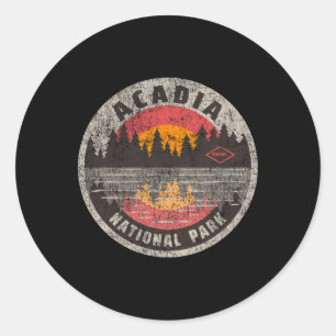 Vintage Acadia National Park Maine Camping Hiking Classic Round Sticker