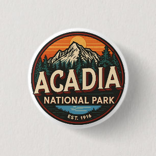 Vintage Acadia National park outdoor nature gifts 3 Cm Round Badge