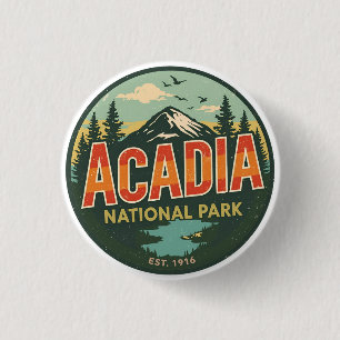 Vintage Acadia National park outdoor nature gifts 3 Cm Round Badge