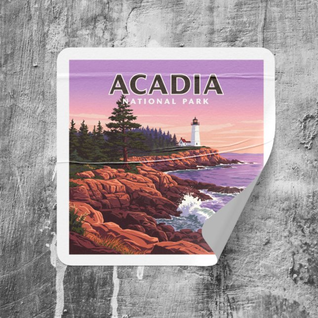 Vintage Acadia National Park Square Sticker (Creator Uploaded)
