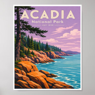 Vintage Acadia National Park Travel Poster