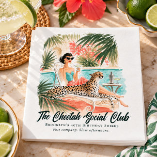 Vintage Acapulco Cheetah Cocktail Party Napkin